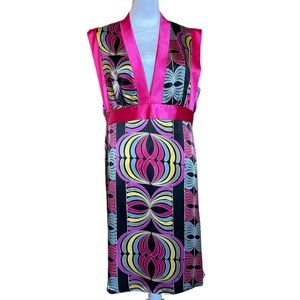 Miss Me Colorful Shocking Pink Blue Yellow Sleeveless Dress Size Large